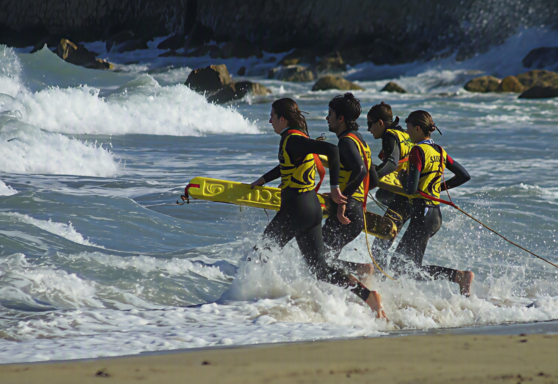 Course en mer avec bouées tube